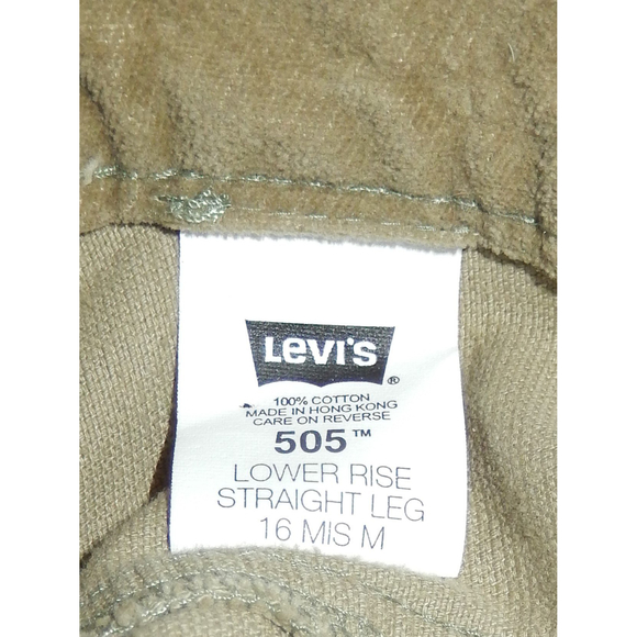 LEVI'S 505 Suede Pants Jeans 16 MIS Olive Khaki Lower Rise Straight Leg 35 x 31 - Picture 4 of 4
